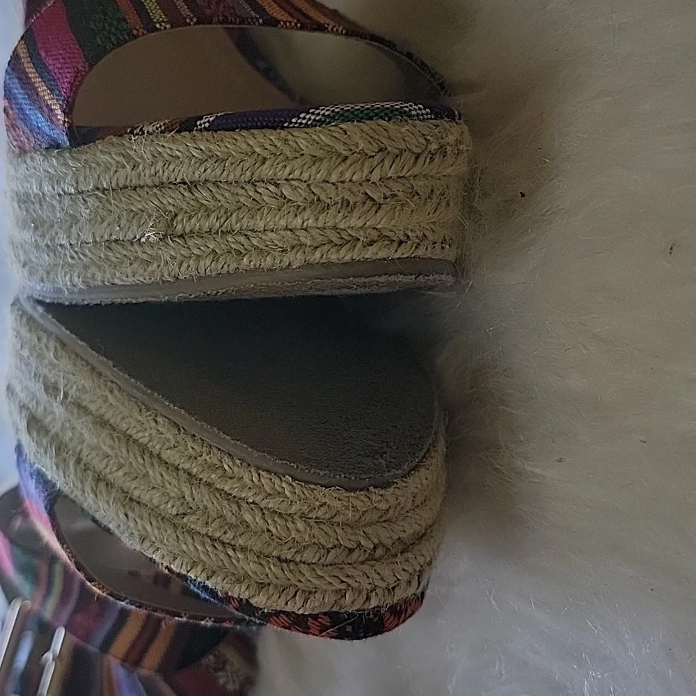STEVE MADDEN Southwestern Colorful Striped Open Toe Ankle Strap Boho Espadrilles